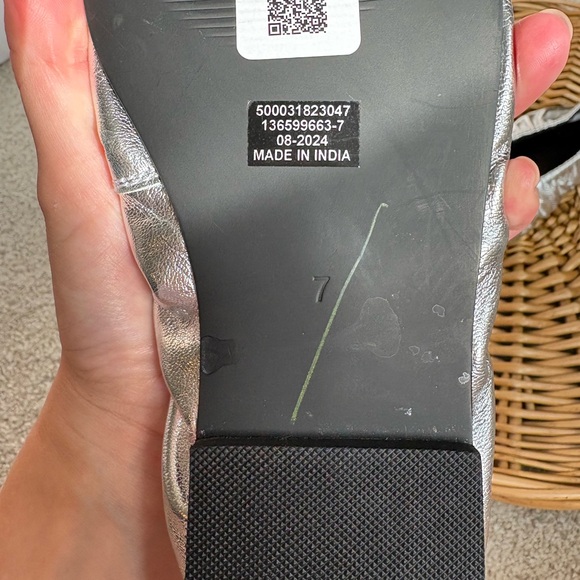 Topshop NEW Silver Chia Leather Ruched Ballet Flats With Strap Size 7 - Picture 9 of 9
